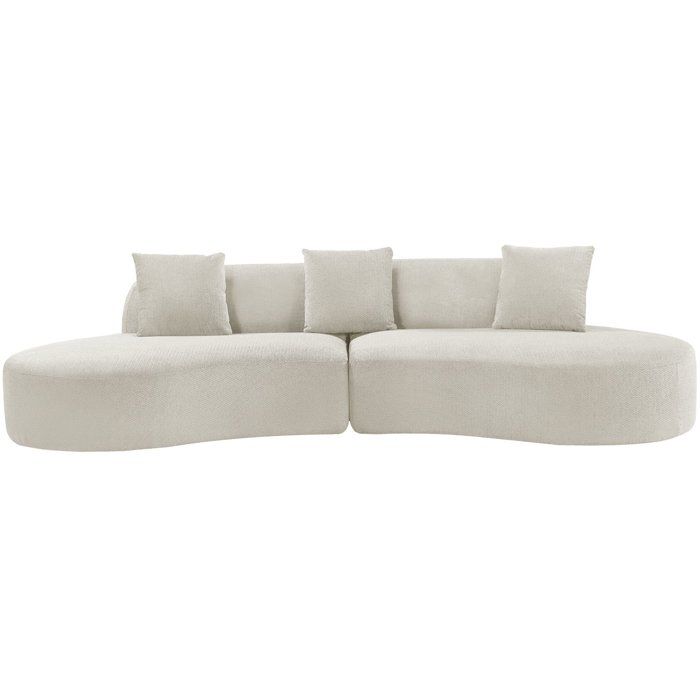 Canapé compressé modulable - 4 places - HARRY - Tissu Beige crème - 313 x 134 x 75 cm