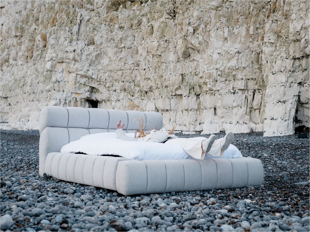 Mont-Blanc — lit coffre tissu chiné