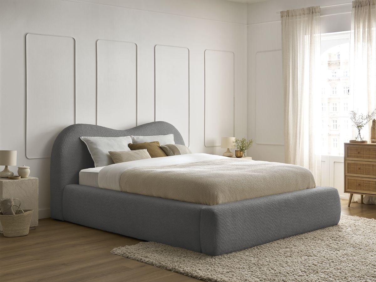 Orlane — lit coffre tissu bouclette