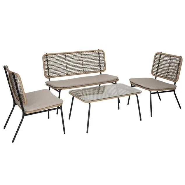 Salon de jardin 4 personnes Bali marron naturel