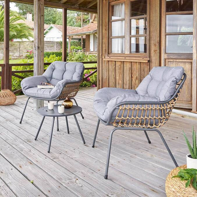 Salon de jardin duo PAOPAO Gris & Graphite