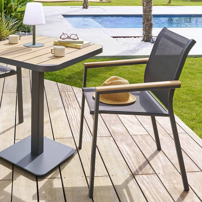 Fauteuil de jardin empilable ESSENTIA Anthracite, Graphite & Acacia