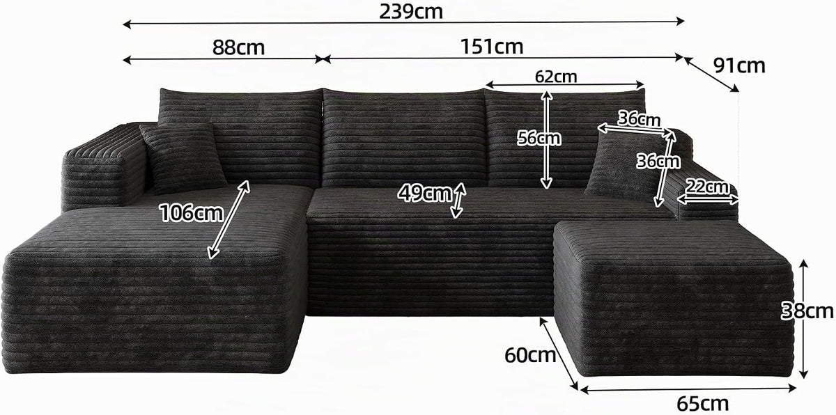 Canapé d'angle Convertible en U