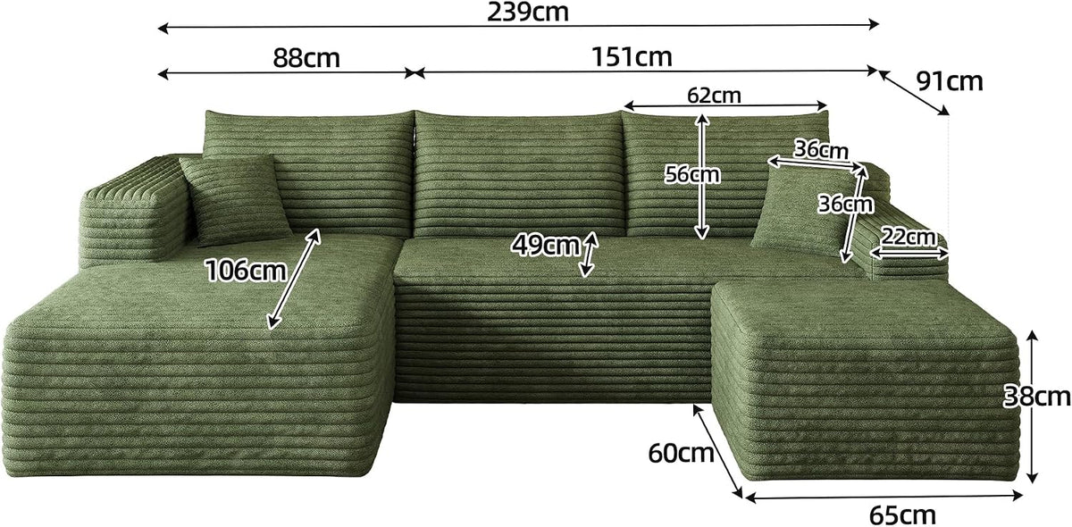 Canapé d'angle Convertible en U