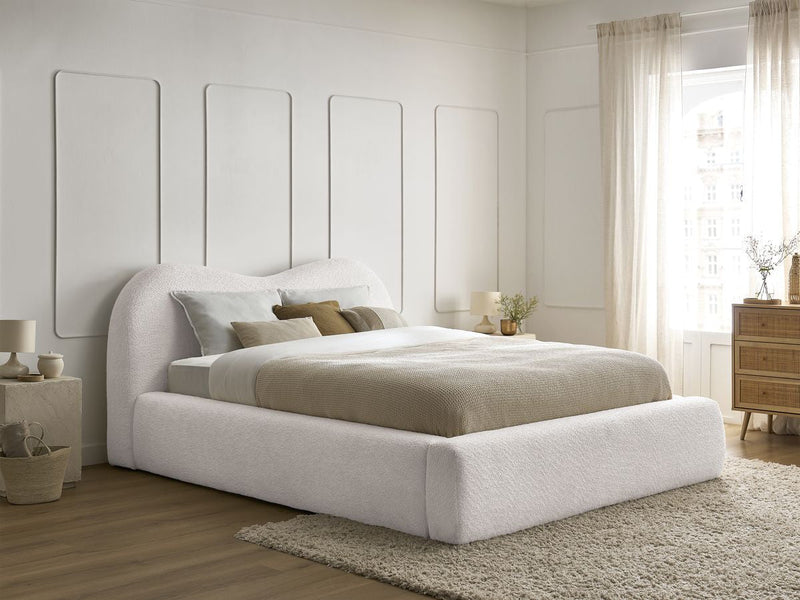 Orlane — lit coffre tissu bouclette